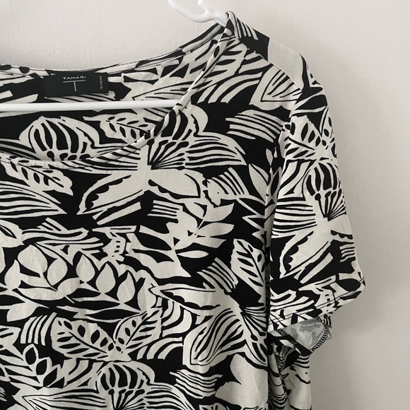 Tahari Mini Dress Black & White Floral 1X Plus Size - Picture 4 of 11